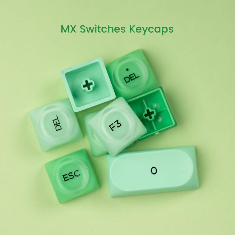 Rainy75 PBT Keycaps, Green Jelly Keycap Foundation MOA Profile, 132 Keys Cute Custom Keycaps for Cherry Gateron MX Swithes Mechanical Keyboards - Image 4